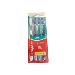 Colgate 360 Deep Clean Soft Toothbrush 4 Pack Value Pack Manual Toothbrushes